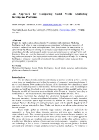 An Approach for Comparing Social Media Marketing Intelligence Platforms