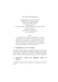 Can Mass Be Negative?