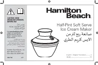 Hamilton Beach Half-Pint Soft Serve Ice Cream Maker