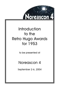 Introduction to the Retro Hugo Awards for 1953