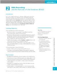 LESSON 2 DNA Barcoding and the Barcode of Life Database