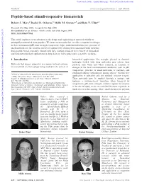 Peptide-Based Stimuli-Responsive Biomaterials