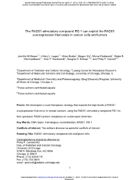 The RAD51-Stimulatory Compound RS-1 Can Exploit the RAD51 Overexpression That Exists in Cancer Cells and Tumors