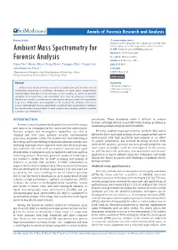 Ambient Mass Spectrometry for Forensic Analysis