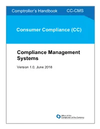 Compliance Management Systems, Comptroller's Handbook