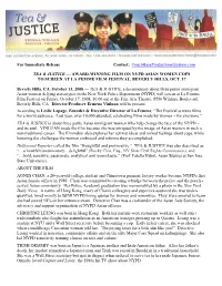 For Immediate Release Contact: Touchbaseproductions@Yahoo.Com