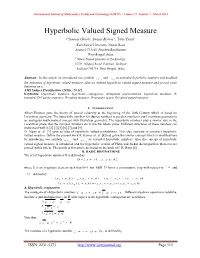 Hyperbolic Valued Signed Measure