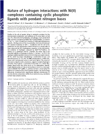 Nature of Hydrogen Interactions with Ni(II) Complexes Containing Cyclic
