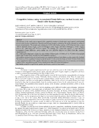 Original Article Competitive Balance Using Accumulated Points