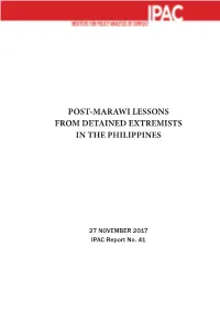 Post-Marawi Lessons from Detained Extremists in the Philippines