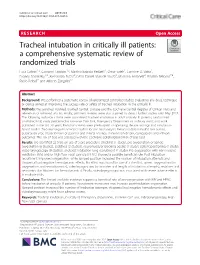 Tracheal Intubation in Critically Ill Patients