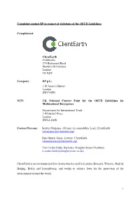 1 Complaint Against BP in Respect of Violations of the OECD Guidelines