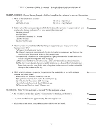 AY2 - Overview of the Universe - Sample Questions for Midterm #1