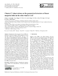Cluster-C1 Observations on the Geometrical Structure of Linear Magnetic Holes in the Solar Wind at 1 AU