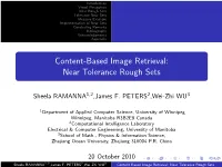 Content-Based Image Retrieval: Near Tolerance Rough Sets