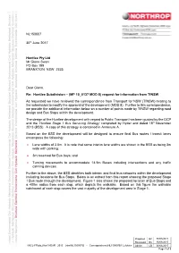 Huntlee Subdivision – (MP 10 0137 MOD 8) Request for Information from Tfnsw