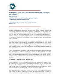 Iran's Ballistic Missile Program, Sanctions, and the IRGC