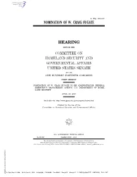 Nomination of W. Craig Fugate Hearing