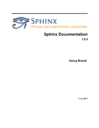 Sphinx Documentation 1.5.3
