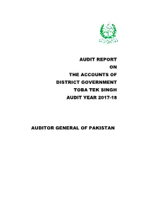 Audit Report on the Accounts of District Government Toba Tek Singh Audit Year 2017-18
