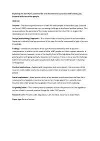 Exploring the Care Act's Potential for Anti-Discriminatory Practice With