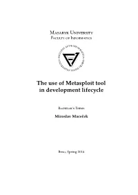 The Use of Metasploit Tool in Development Lifecycle