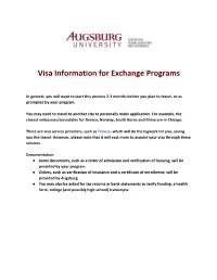 Visa Information for Exchange Programs