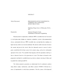ABSTRACT Title of Document: PROGNOSTICS of POLYMER