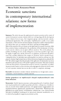 Economic Sanctions in Contemporary International Relations: New Forms of Implementation