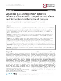 Influence of Intraspecific Competition and Effects on Intermediate Host