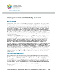 Vaping Linked with Severe Lung Illnesses