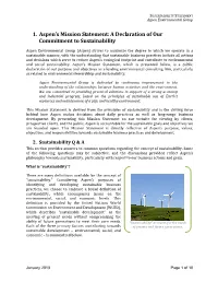 1. Aspen's Mission Statement: a Declaration of Our Commitment to Sustainability