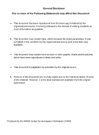 General Disclaimer One Or More of the Following Statements May Affect
