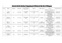 Interview List for Selection of Appointment of Notaries in the State of Telangana