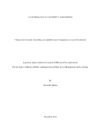 Nourishing Accountability and Transparency in Local Government A