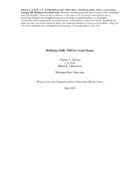 Mobilizing Public Will for Social Change
