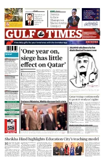 'One Year On, Siege Has Little Effect on Qatar'