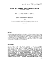 Recent Developments in Building Fire Detection Technologies
