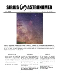 June 2014 Volume 41, Number 6 Scorpius, Along with Its Eastward