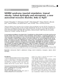 MORM Syndrome (Mental Retardation, Truncal Obesity, Retinal Dystrophy and Micropenis), a New Autosomal Recessive Disorder, Links to 9Q34