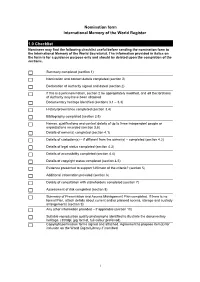 Nomination Form International Memory of the World Register