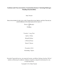 Synthesis and Characterization of Ammonium Ionenes Containing Hydrogen Bonding Functionalities
