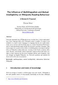 The Influence of Multilingualism and Mutual Intelligibility on Wikipedia