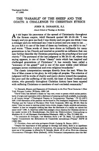 The "Parable" of the Sheep and the Goats: a Challenge to Christian Ethics John R