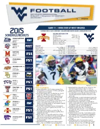 2015 Defense Game-By-Game Starters