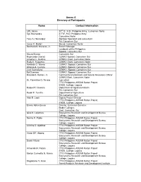 Annex a Directory of Participants Name Contact Information