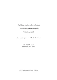 Civil Law, Quadruple Entry System and the Presentation Format Of