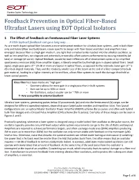 Feedback Prevention in Optical Fiber-Based Ultrafast Lasers Using EOT Optical Isolators