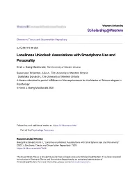 Loneliness Unlocked: Associations with Smartphone Use and Personality