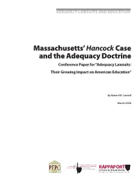 Massachusetts' Hancock Case and the Adequacy Doctrine